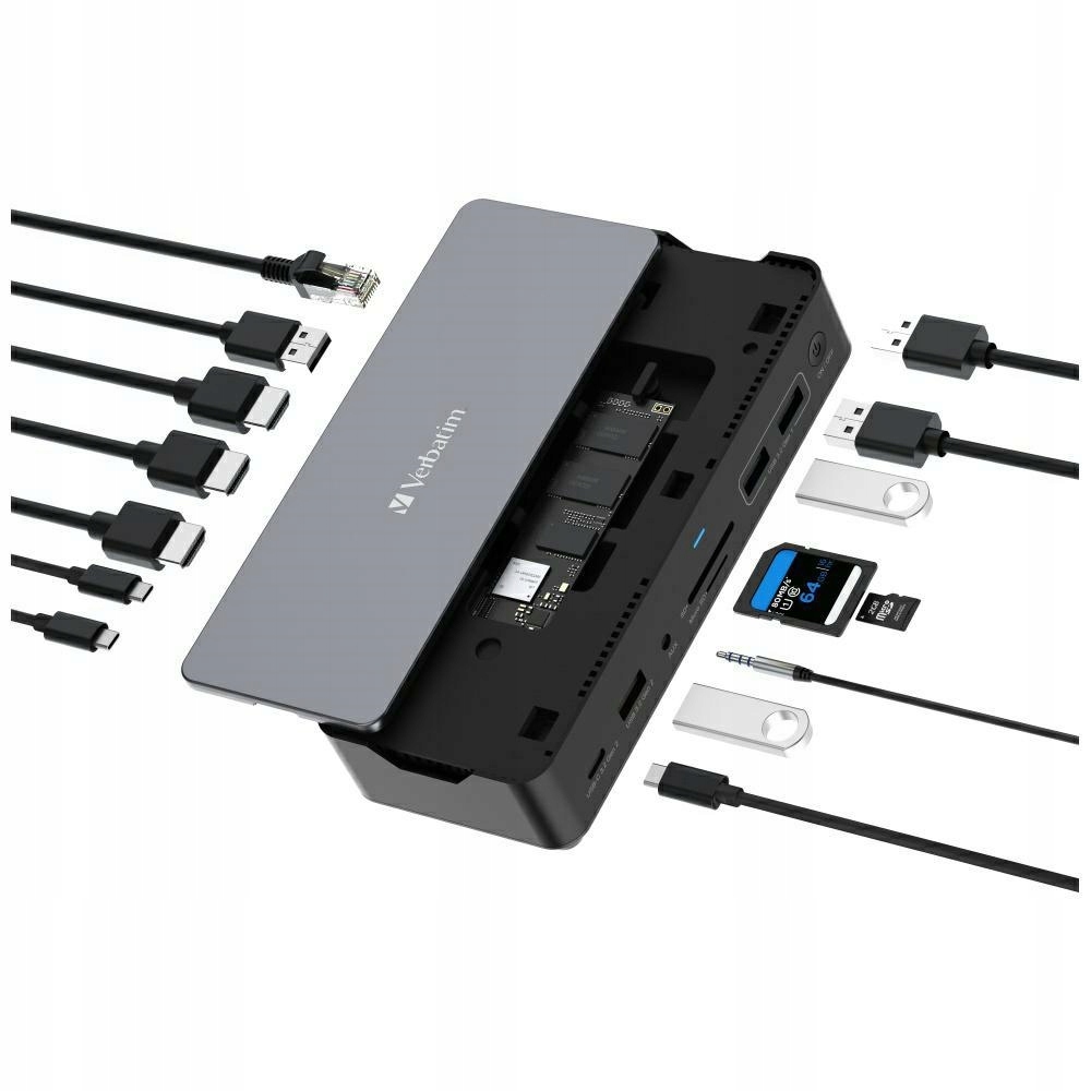 Adaptér Verbatim dokovací stanice Usb-c Pro 15v1 2xHDMI/1xRJ45/4xUSB-A/3xU
