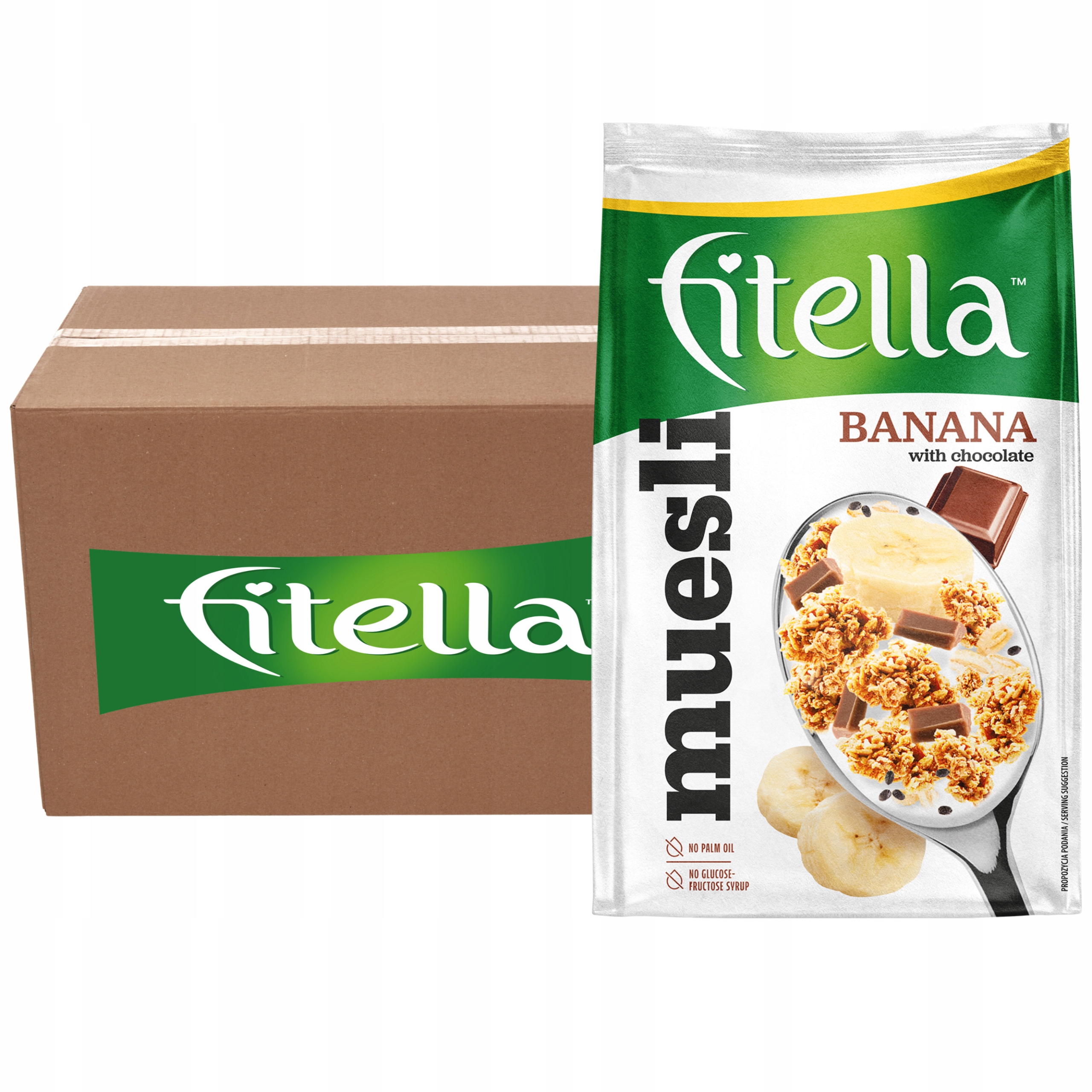 Levně Fitella Banánové müsli s kousky čokolády a chia semínky 300 g x 12 ks