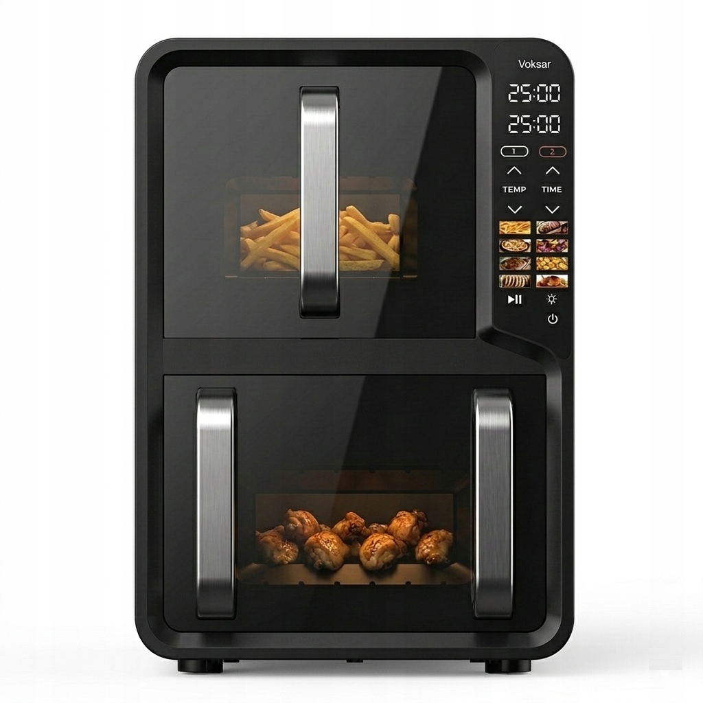 Frytkownica Beztłuszczowa Dwukomorowa Pionowa Voksar R11 Air Fryer 13L XXL