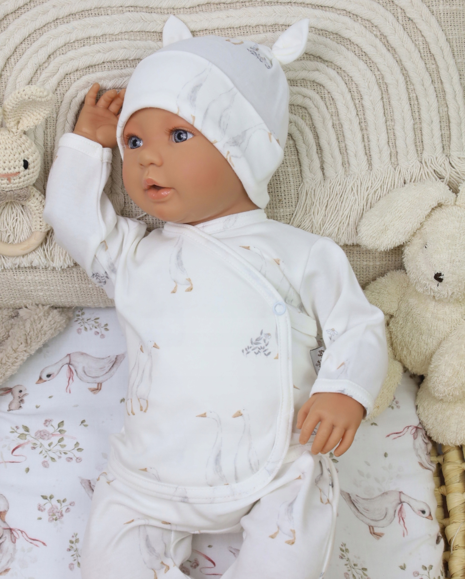 KOSZULKA NIEMOWLĘCA KOPERTOWA KAFTANIK 56 GĄSKI ECRU /83/ Rozmiar 56