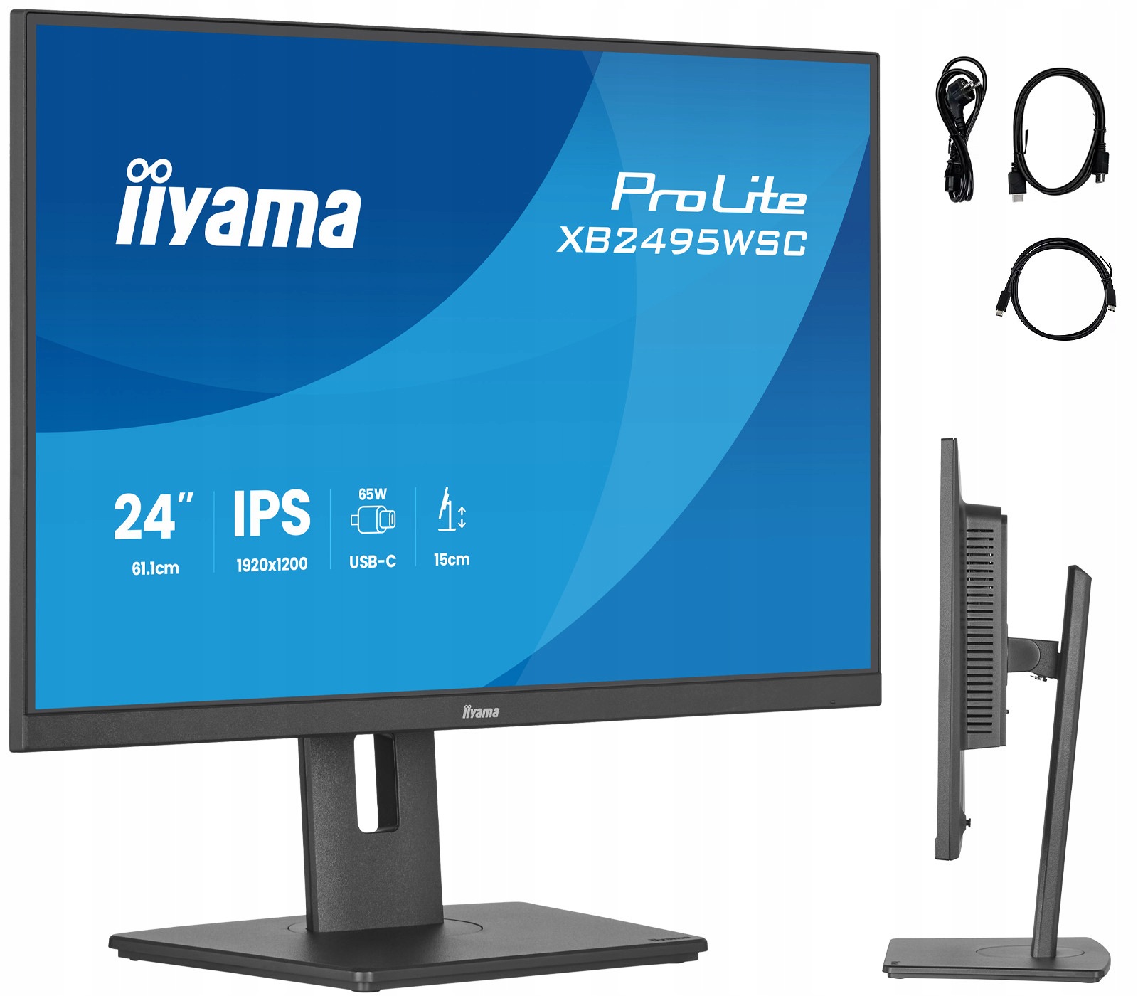 Monitor iiyama ProLite XB2495WSC-B1 24 Wuxga, Ips, 100 Hz, Usb-c