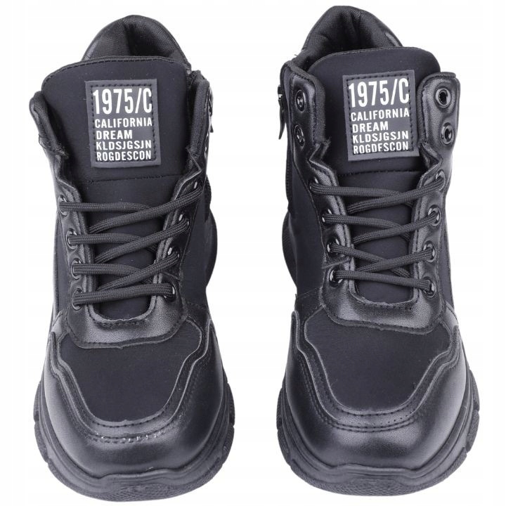 Sneakersy BUTY SPORTOWE DAMSKIE PLATFORMA czarne Płeć kobieta