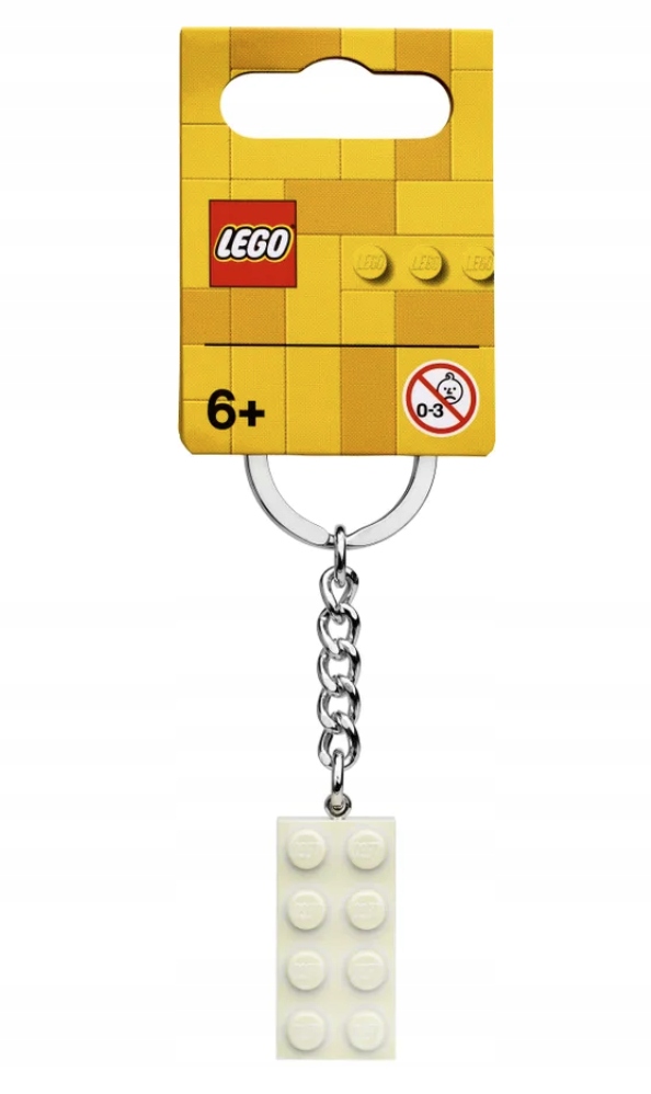 Lego Breloczek 854084 Klocek 2x4 biały metaliczny