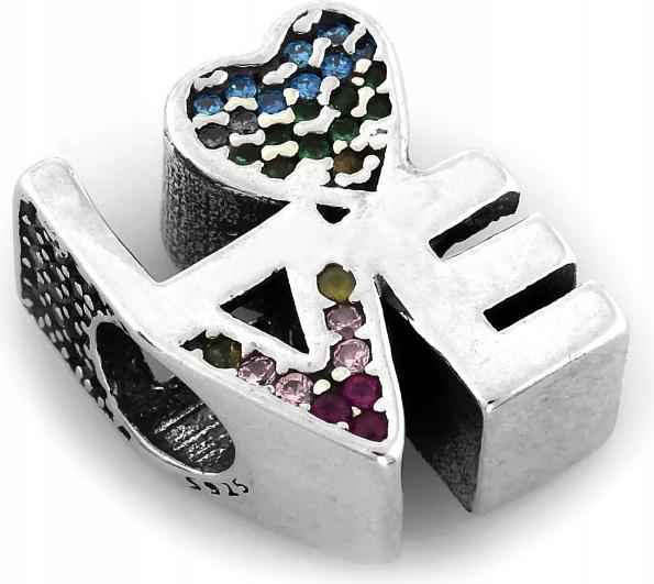 Stříbrný přívěsek 925 nápis láska barevné zirkony 3,42 g láska jako dárek