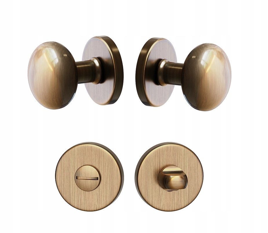 gombíky na dvere sada Wc rozety štítok Lux okrúhla patina staré zlato