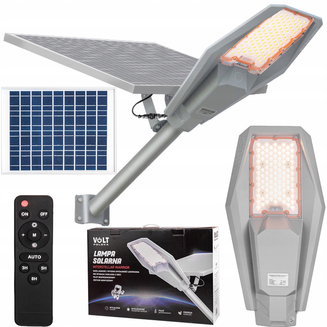 Lampa Solarna Latarnia Uliczna Led 120W Czujnik Zmierzchu Pilot