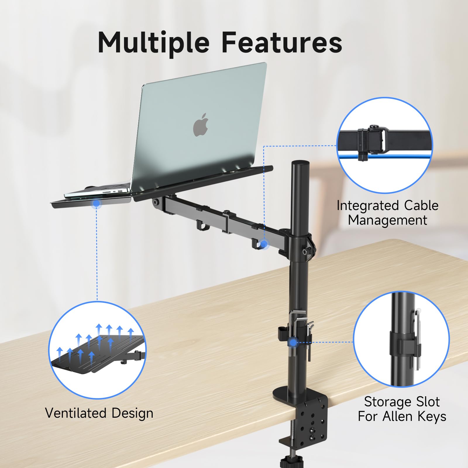 SUPTEK Regulowwane Ramie Do Monitora Z Podstawką Uchwytem Do Laptopa — miniatura 6