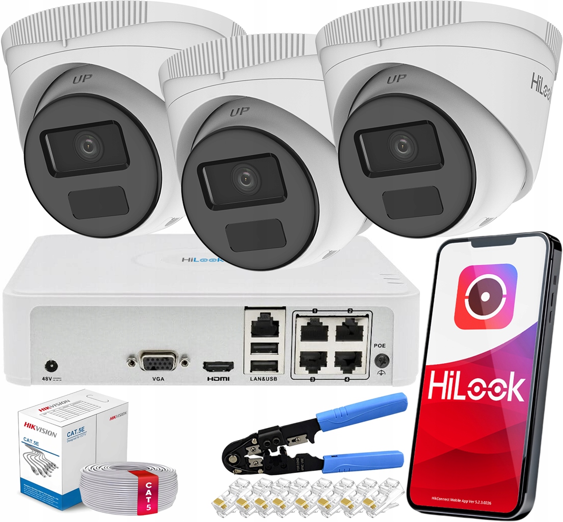 Sada monitorovacích kamier 3x IPC-T241H-C vonkajšie Hilook od Hikvision