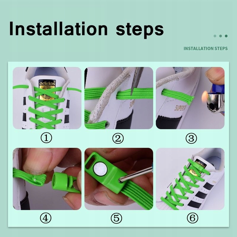 SZNURÓWKI ELASTYCZNE GUMOWE bez wiązania_24 kolory Kolor wielokolorowy