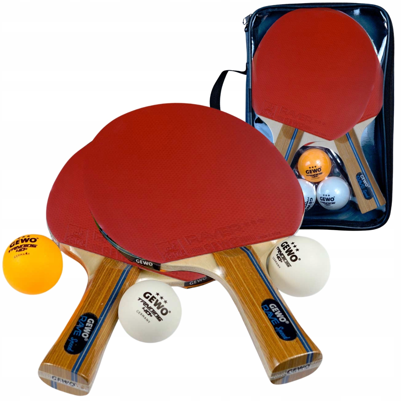 Zestaw 2 Rakietki Paletki do Tenisa Stołowego 3 Piłki Pokrowiec Gewo