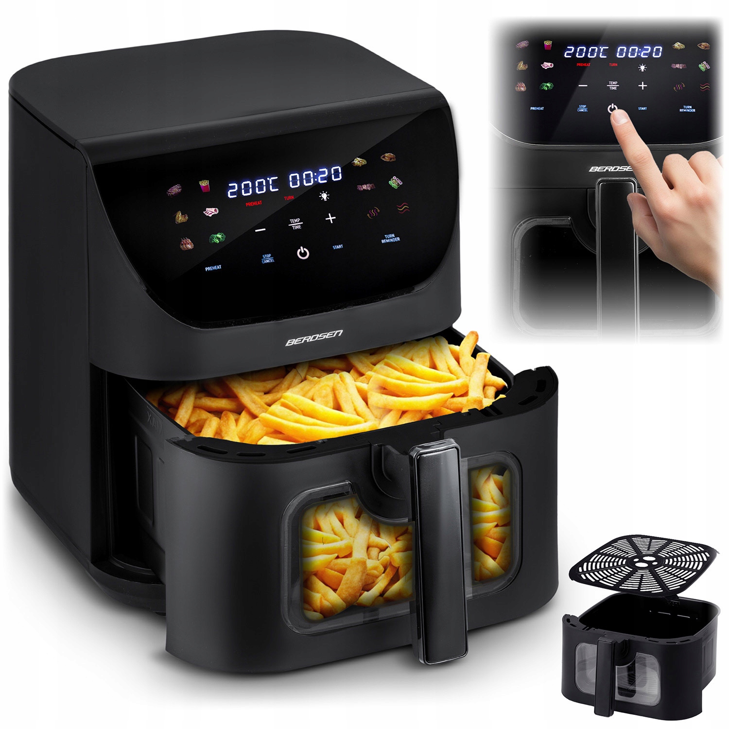 Beztuková Fritéza XL Air Fryer Velká Fritéza 8 L Berdsen 1700 W