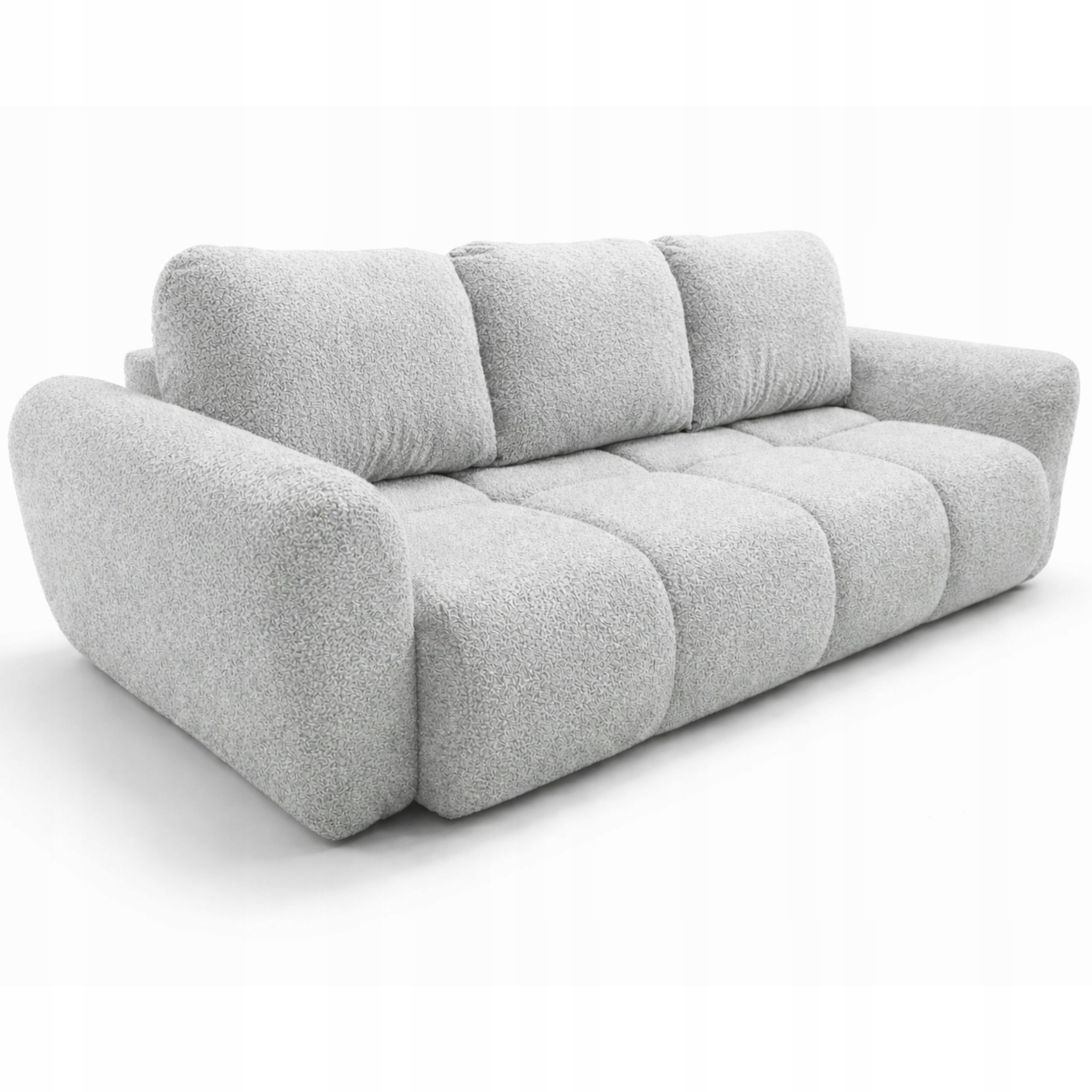 Rozkládací pohovka Agnello 250 cm šedá pohovka boucle s úložným prostorem na povlečení