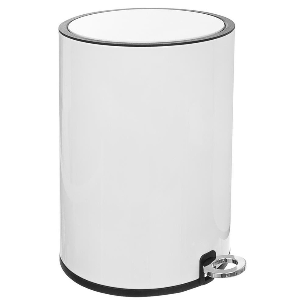 Odpadkový koš kovový, bílý, s pedálovým víkem, koupelnový kbelík, 6 l