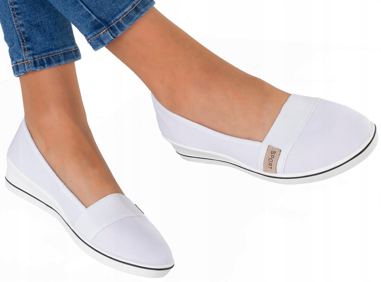 TENISÓWKI BALERINKI BIAŁE NA KOTURNIE 39 Rozmiar 39