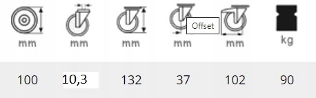 zestaw kół fi 100 mm 4 szt ham. otwór koła kółka Liczba sztuk w ofercie 4 szt.