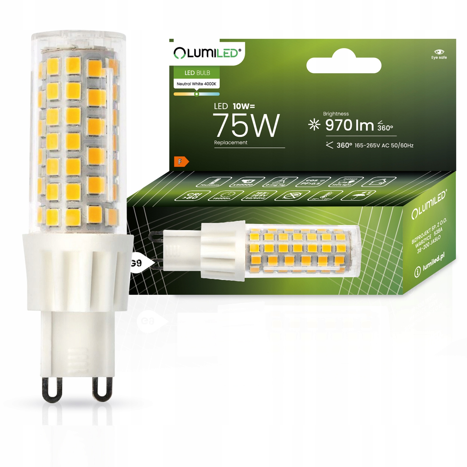 Żarówka LED G9 KAPSUŁKA 10W = 75W 4000K LUMILED