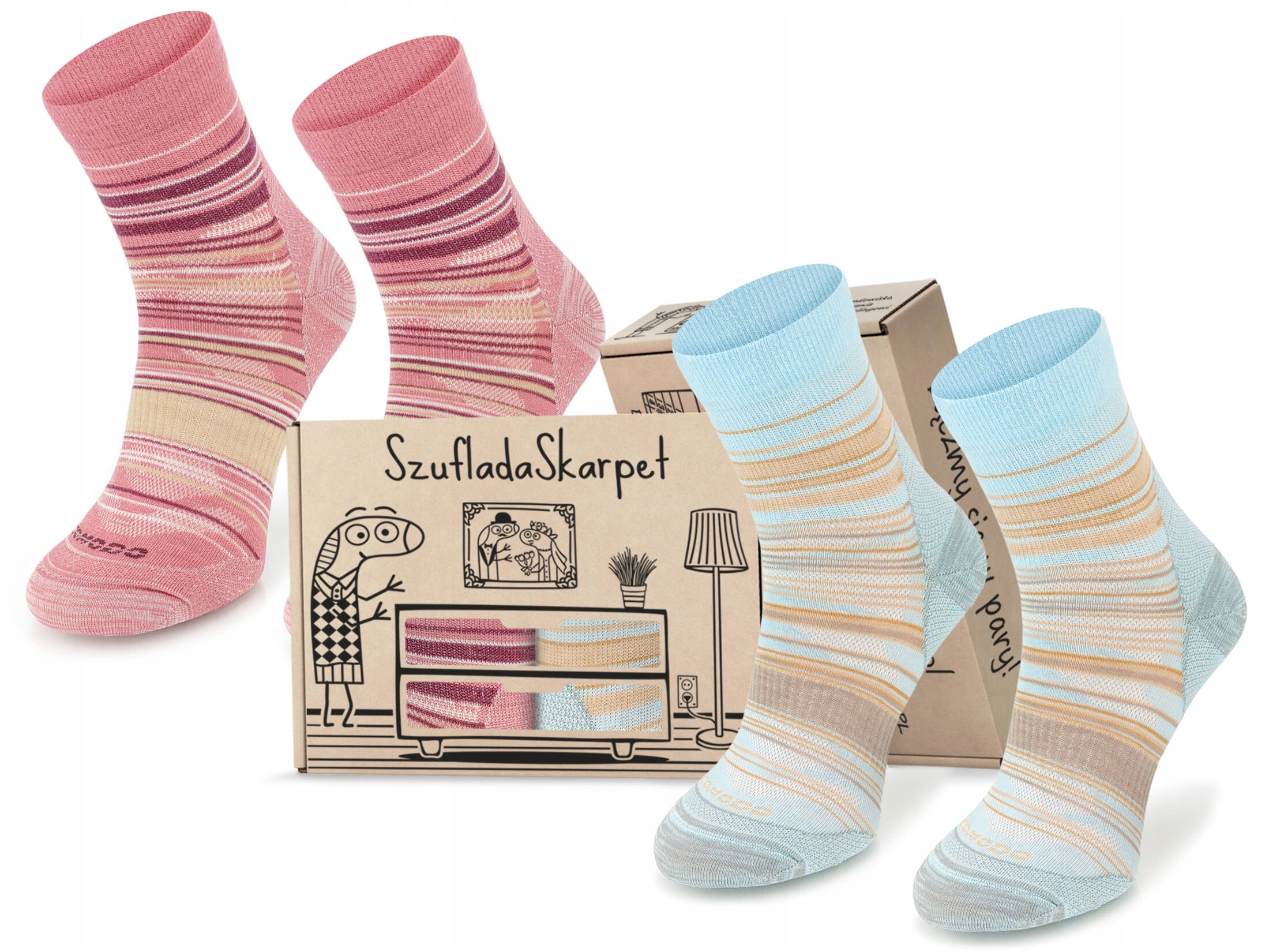 dla Turystyki 2 Pak termoaktywnych skarpet 65% merino w Eko pudełku