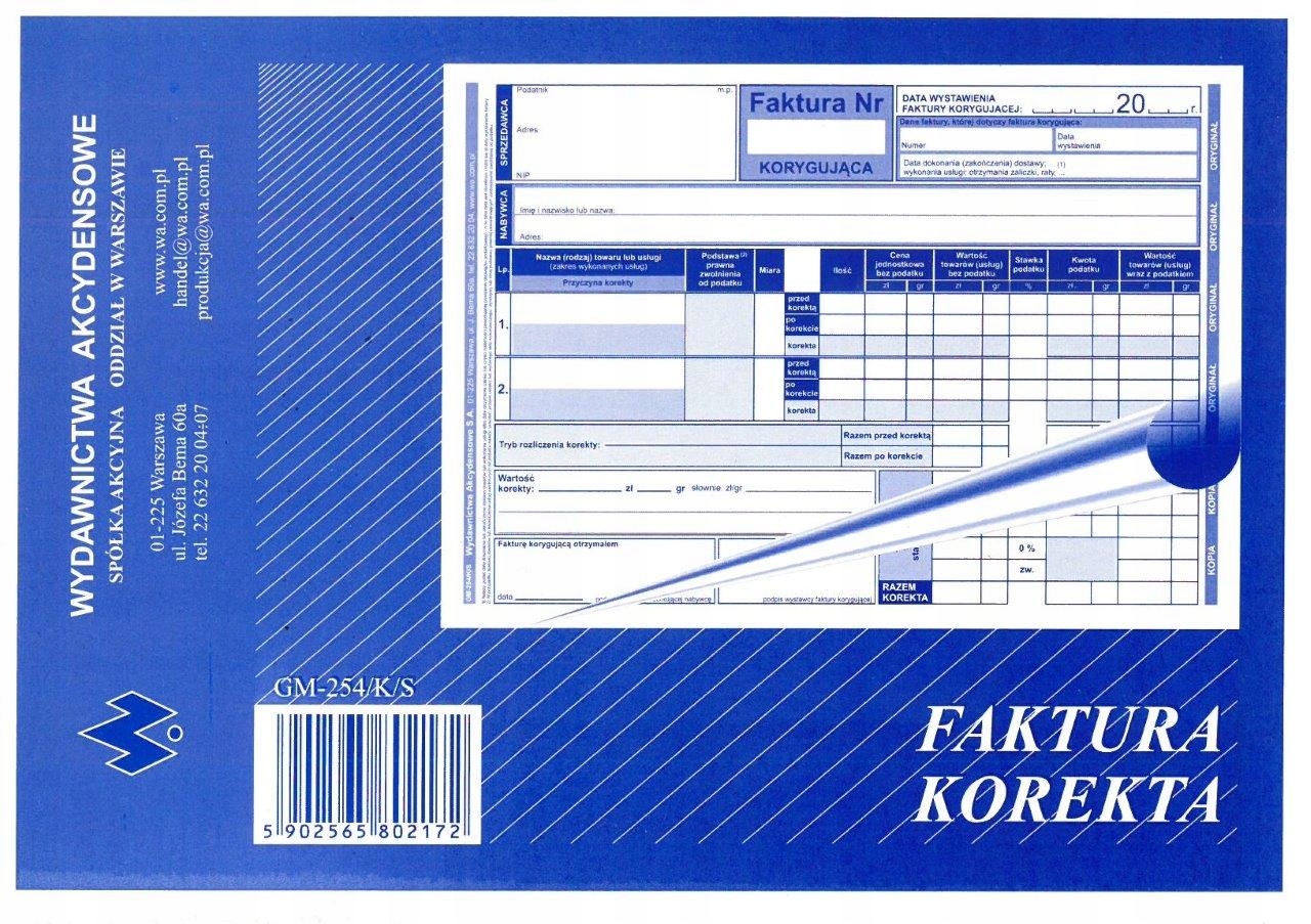

Faktura korekta Vat