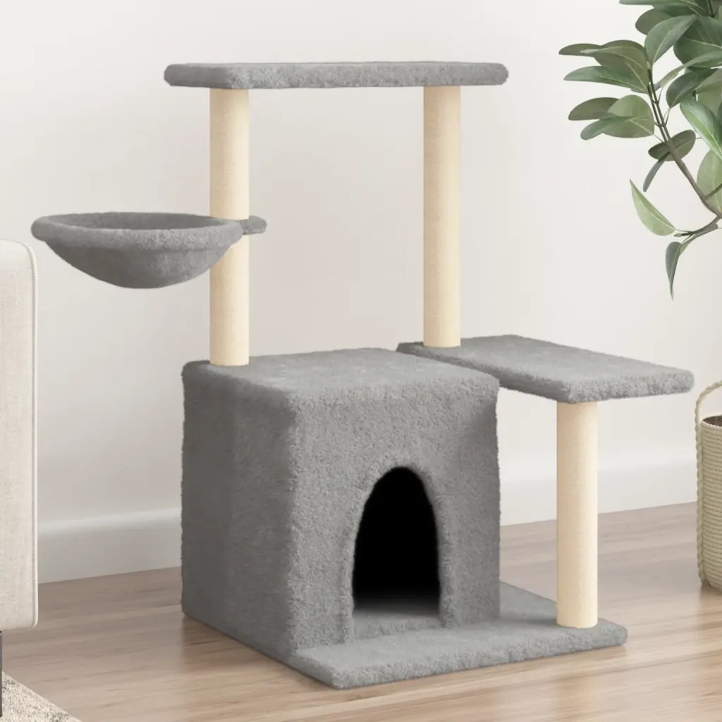 Petrashop Škrabadlo pro kočky se sisalovými sloupky světle šedé 83 cm Šedá