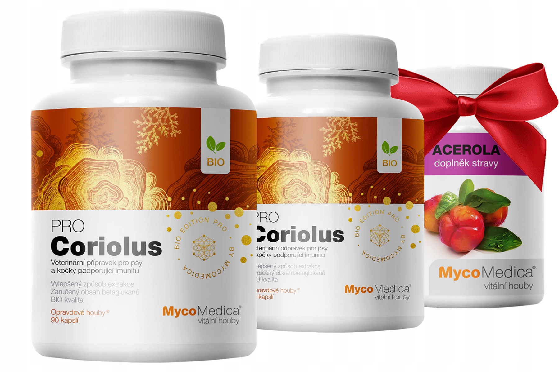 Levně *akce* 2x MycoMedica Coriolus Pro, 180 kapslí Acerola 90 kapslí Free!!!