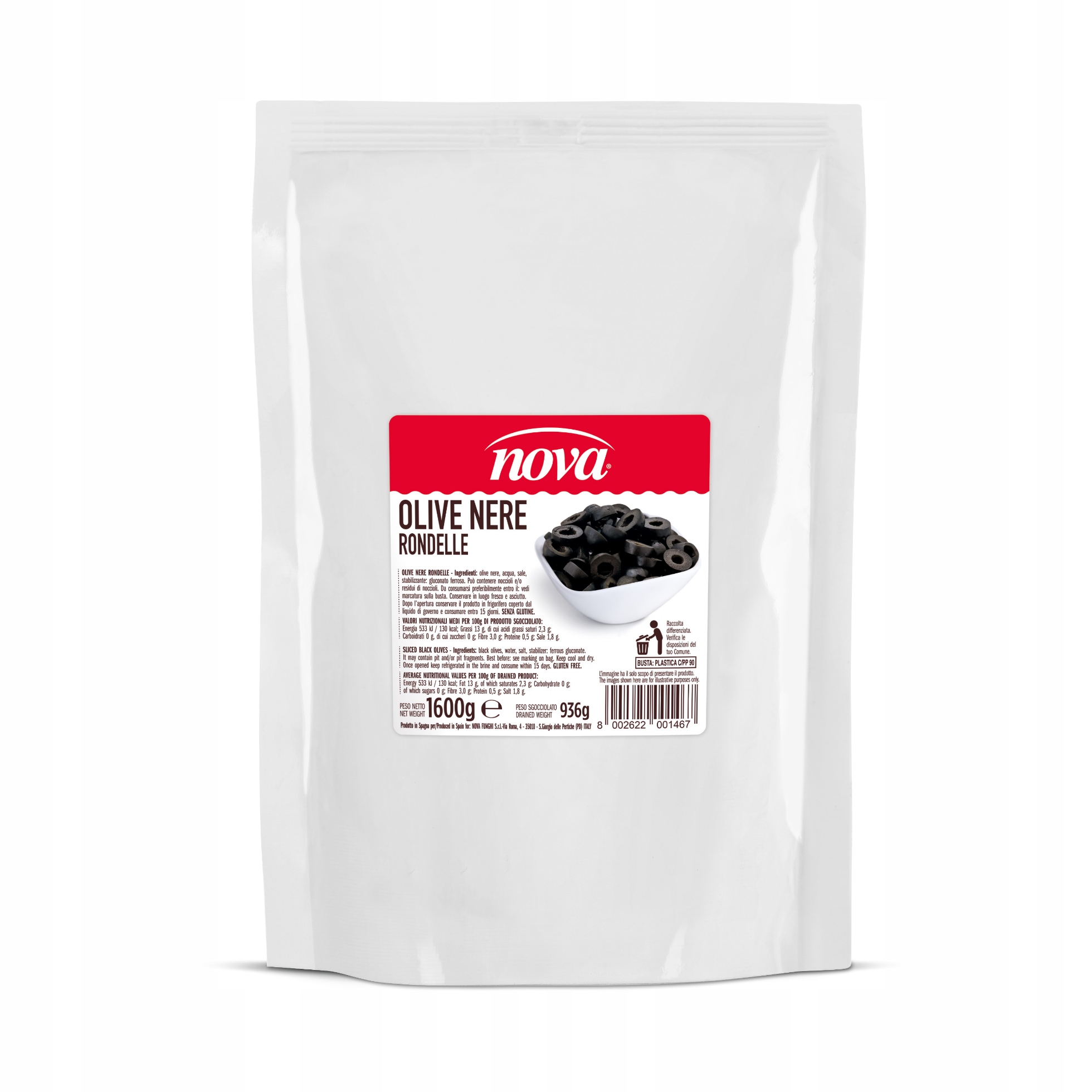 

Oliwki czarne krojone 1600g Nova Olive Nere