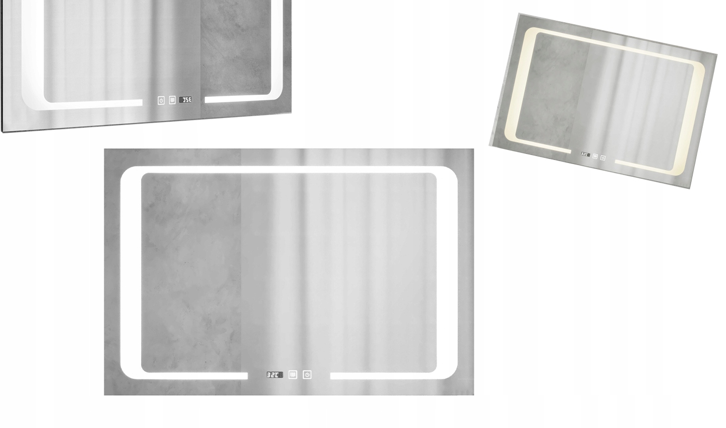 Obdĺžnikové energeticky úsporné Led podsvietené zrkadlo Minor Chrom 90x60