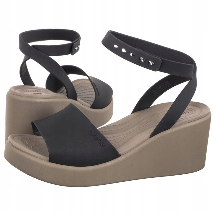 Dámské sandály na klínku Crocs Brooklyn Ankle Strap Wedge černé