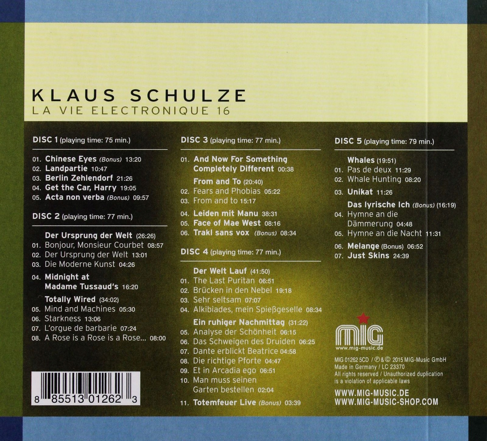Клаус Шульце: LA Vie ELECTRONIQUE 16 [5CD] упаковка в фольге