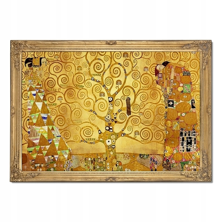 Duży obraz Gustav Klimt Drzewo Życia Pocałunek rama złota