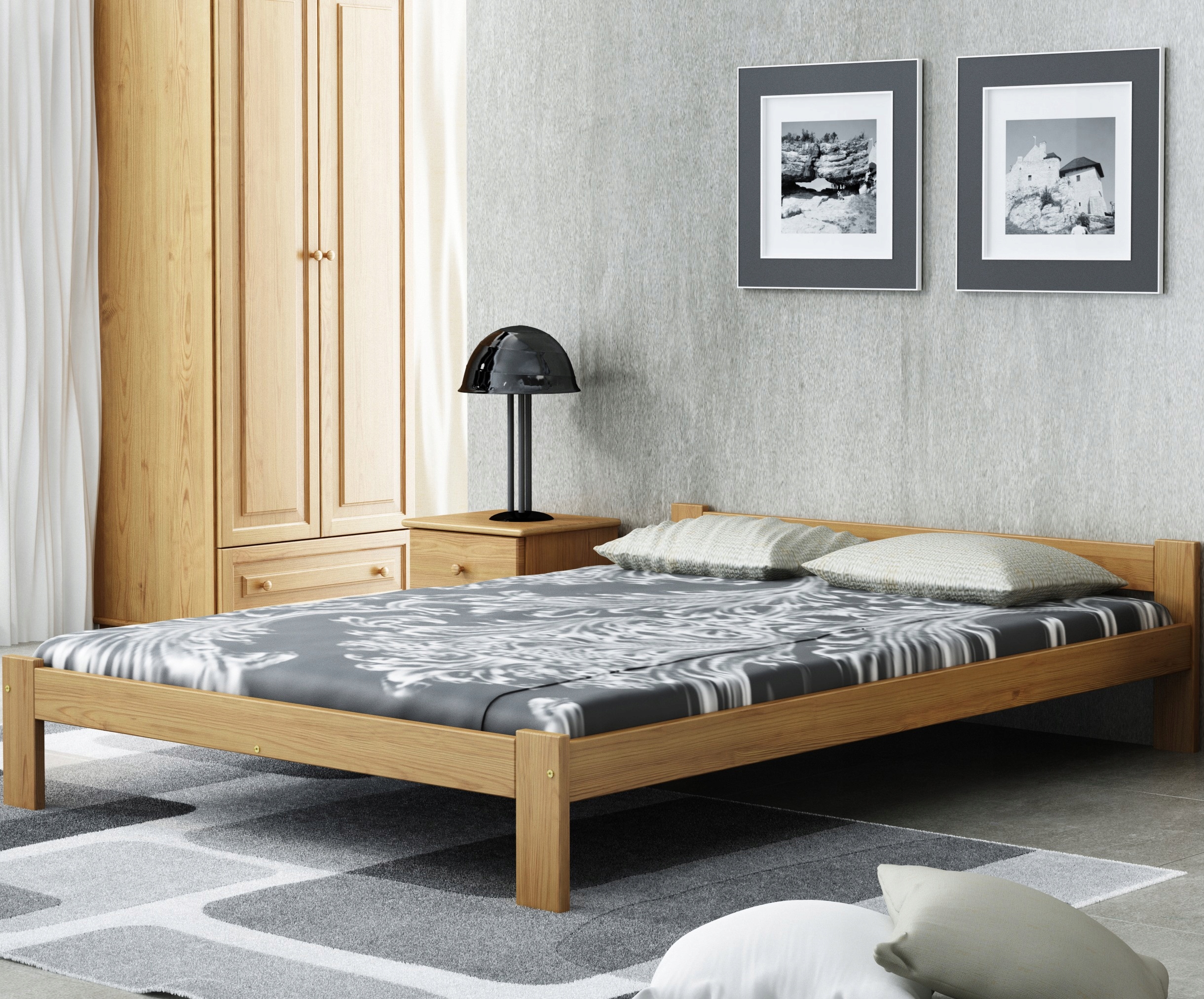 

Łóżko drewniane 120x200 Dąb Naba Stelaż Eko Magnat