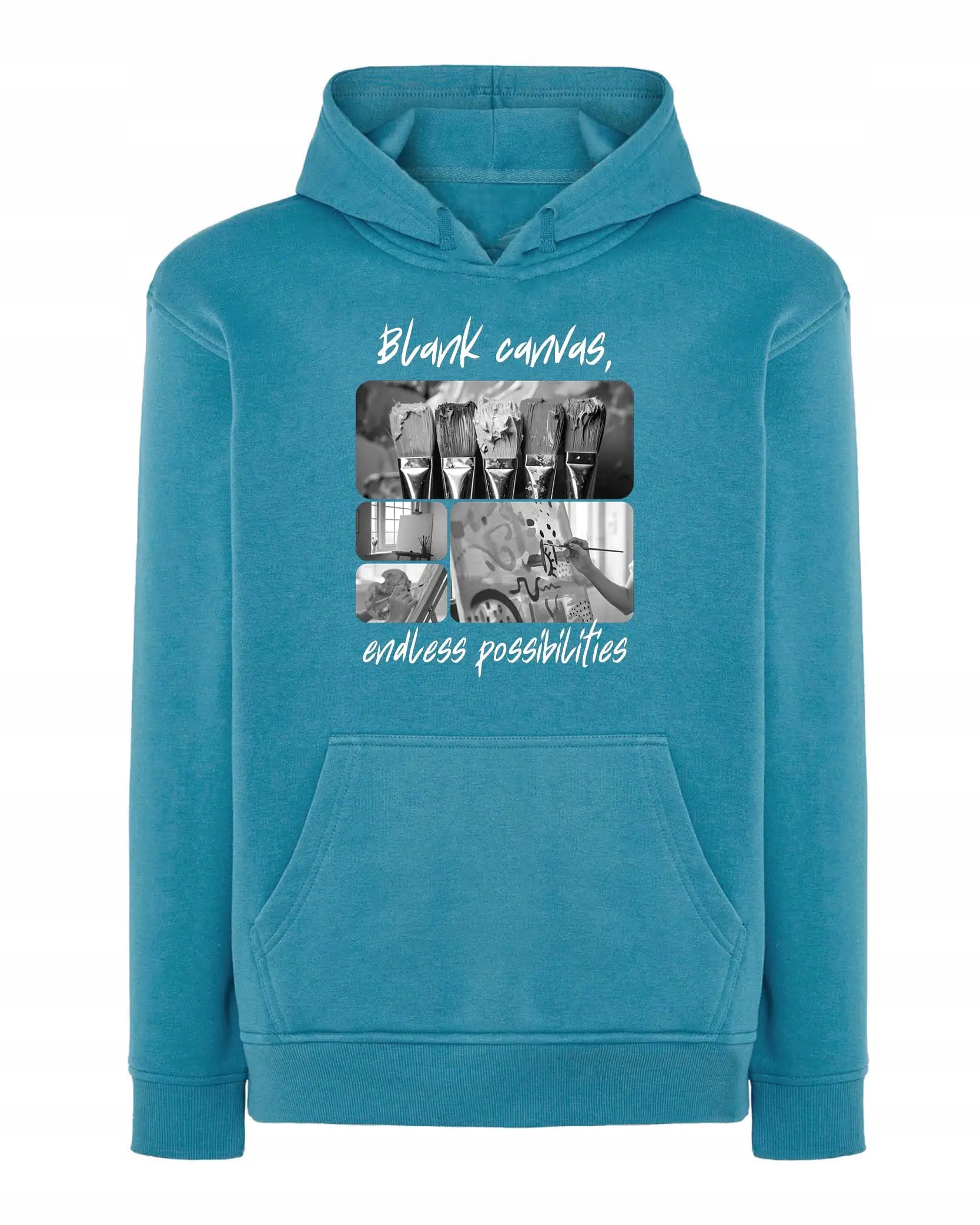 Mikina s kapucí Dárek pro malíře Umělecká koláž Modrá M
