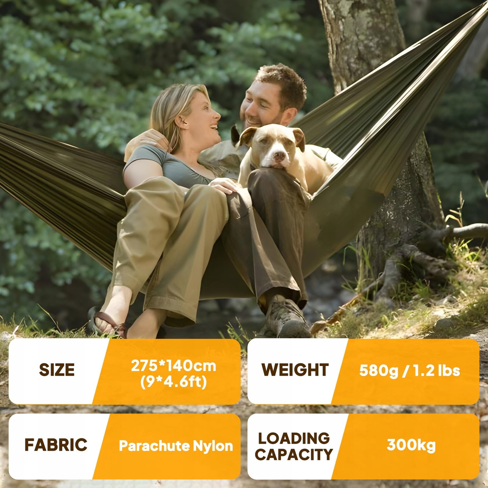 NATUREFUN Lekki Hamak Campingowy 300kg Nylon Oddychający Szybkoschnący — miniatura 2
