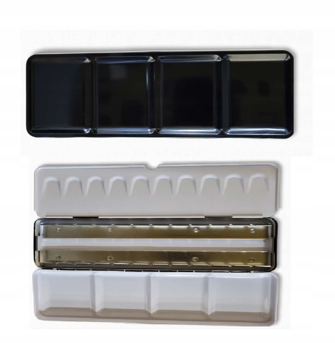 Kazeta kovová profesionální na akvarely 24 polokostek černá