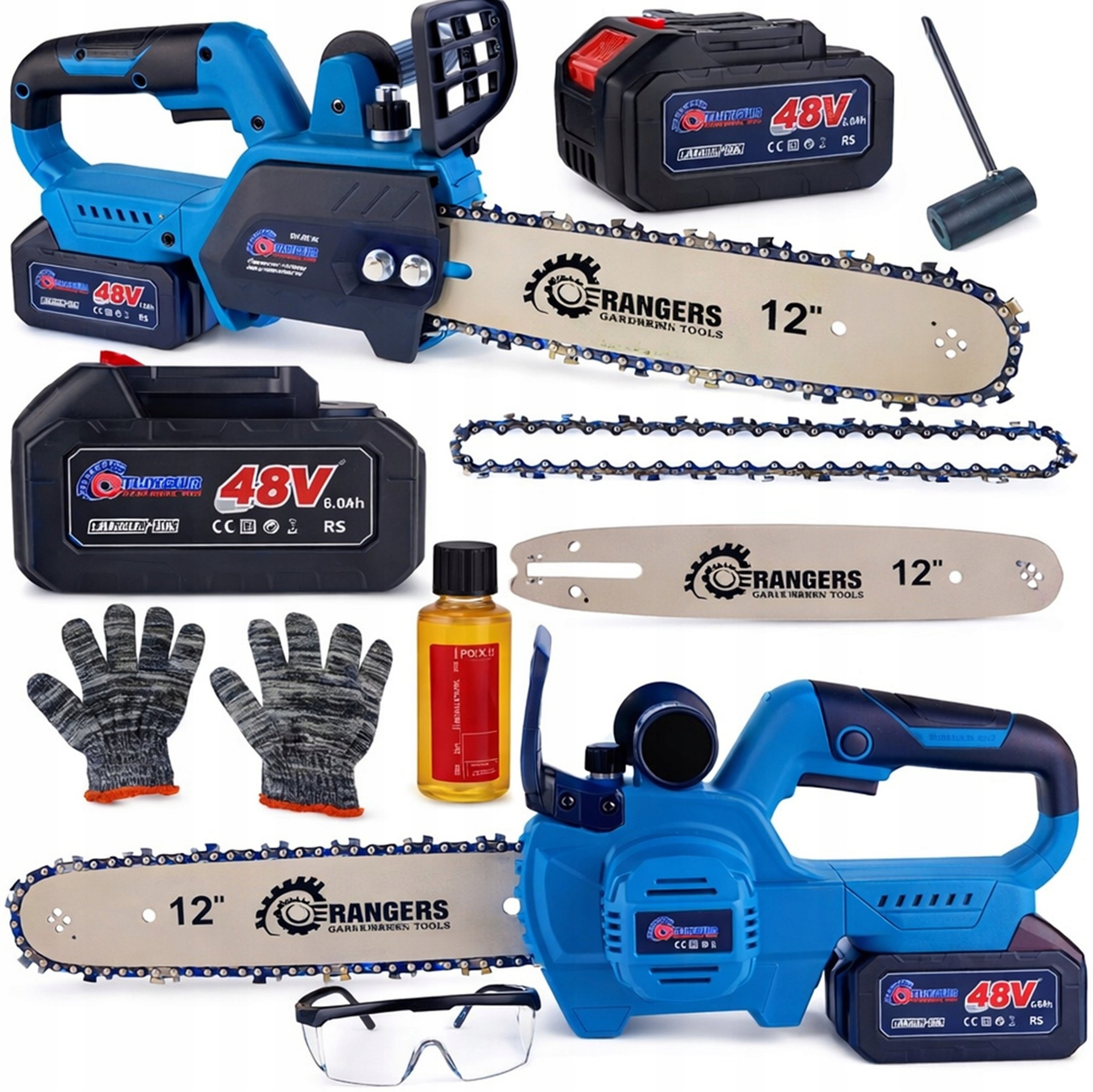 Piła Łańcuchowa Elektryczna Pilarka Akumulatorowa 48V 2XAKU 6Ah 12" Zestaw