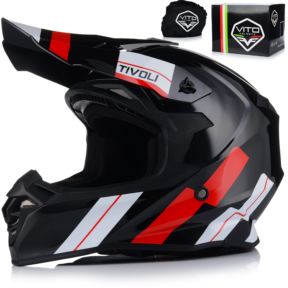 Motocyklová Přilba Vito Tivoli Black/red Off-road Enduro Cross Quad Atv
