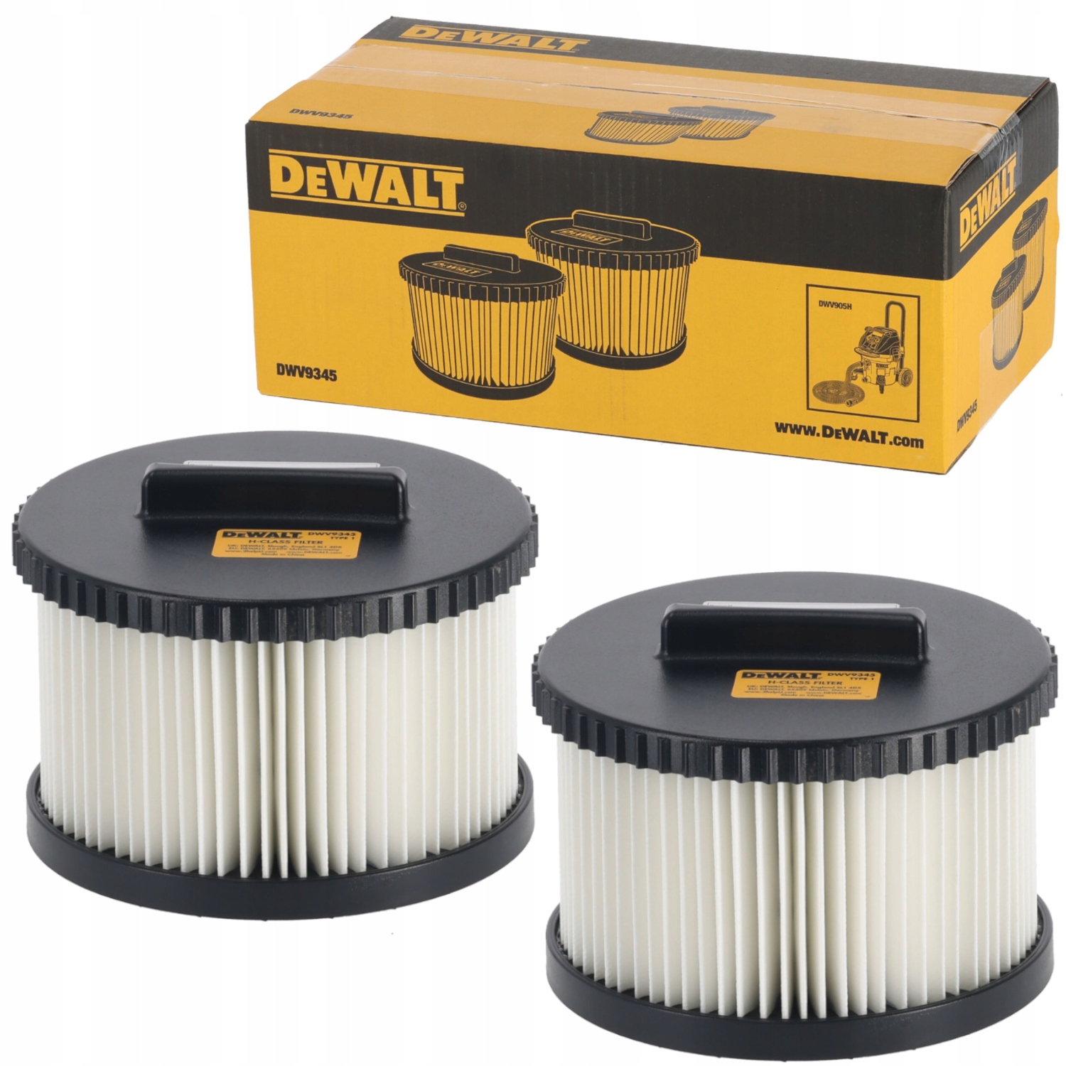 DeWALT Zestaw 2 filtrów klasy H do odkurzacza DWV905 DWV9345