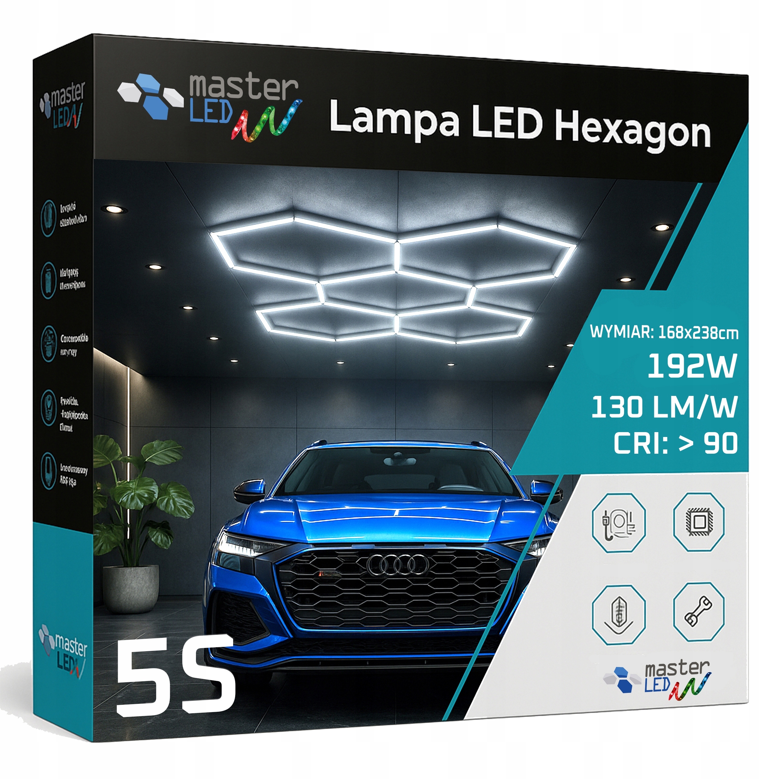 Led Lampa Hexagón Stropný Panel Osvetlenie Do Garáže Dielne 168x238 cm