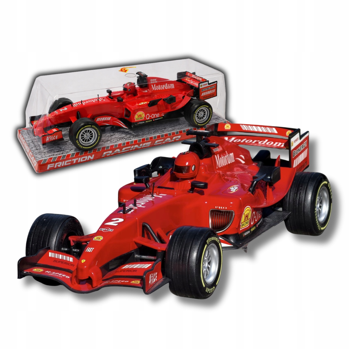 DUZY SAMOCHOD WYŚCIGOWY BOLID FORMULA 46cm DZWIEK NAPED FRICTION AUTO 3+