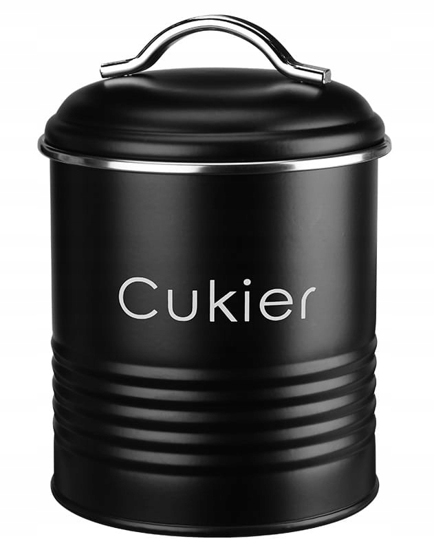 

Pojemnik metalowy puszka Alcano Cukier czarny mat