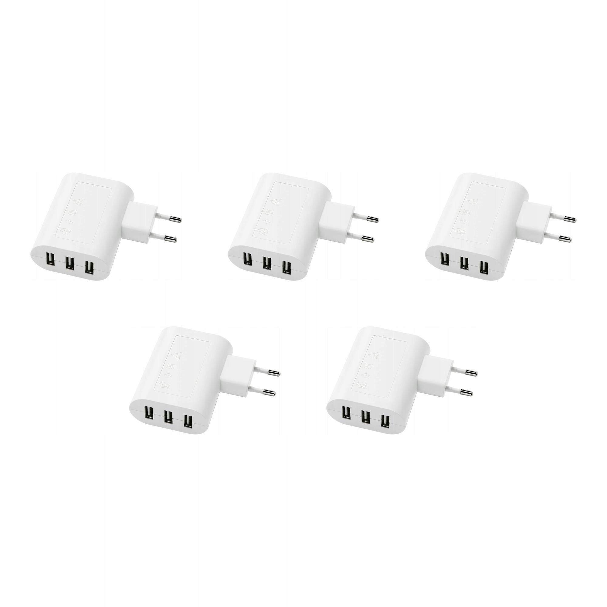 5 ks Usb nabíječka 3 porty 17W Smahagel Bílá rychlé nabíjení