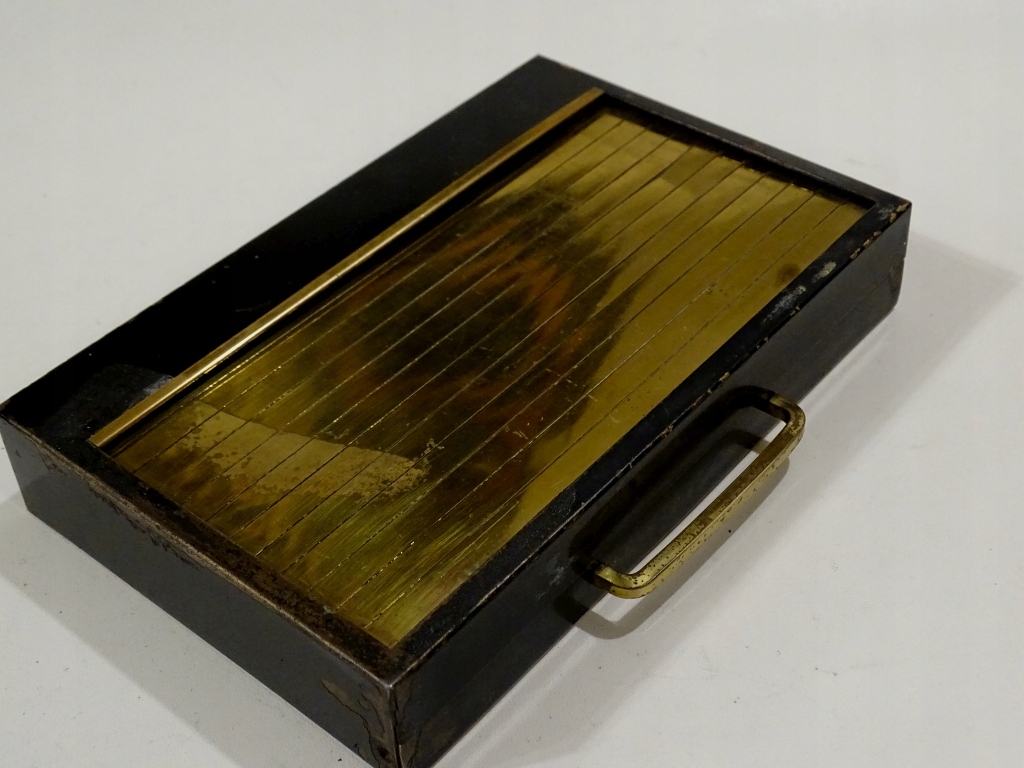KASETA PAPIEROŚNICA ZABYTKOWA SZUFLADOWA ZŁOCONA Vintage Ronson Art Deco