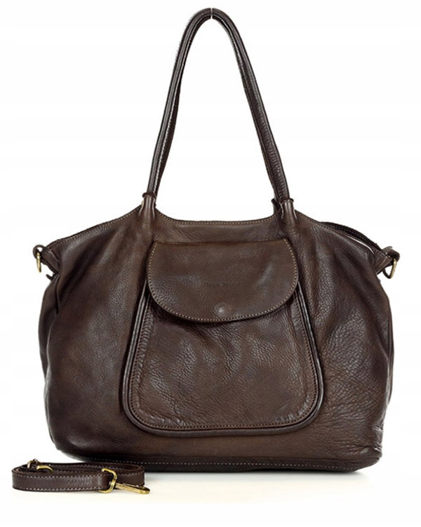 Torebka Skórzana shopper A4 z kieszonką miękka skóra naturalna na ramię