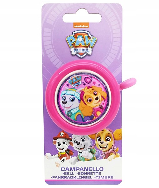 ZESTAW KOSZYK NA ROWER HULAJNOGĘ + DZWONEK ROWEROWY DLA DZIECI PSI PATROL Kolor dominujący różowy