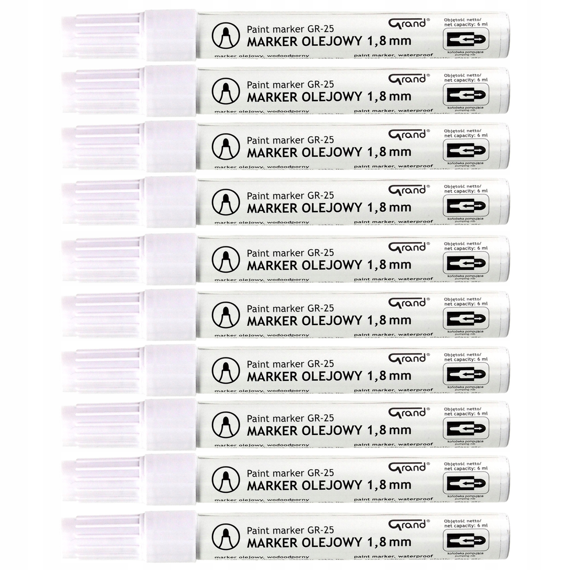 

Marker olejowy 1.8mm biały okrągły Grand 10szt.