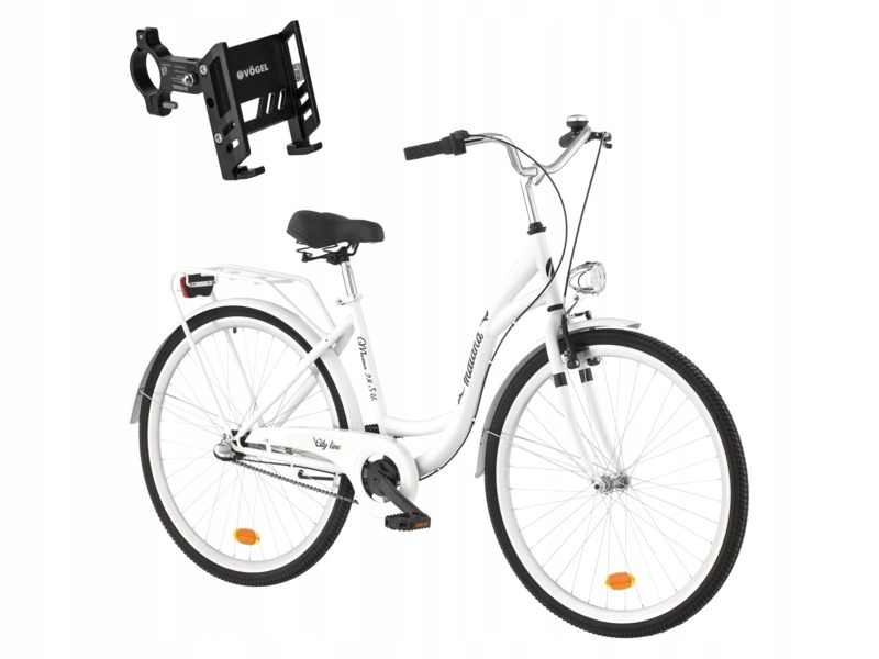 Rower miejski Indiana Moena S3B 28 cali damski Biały Uchwyt na telefon