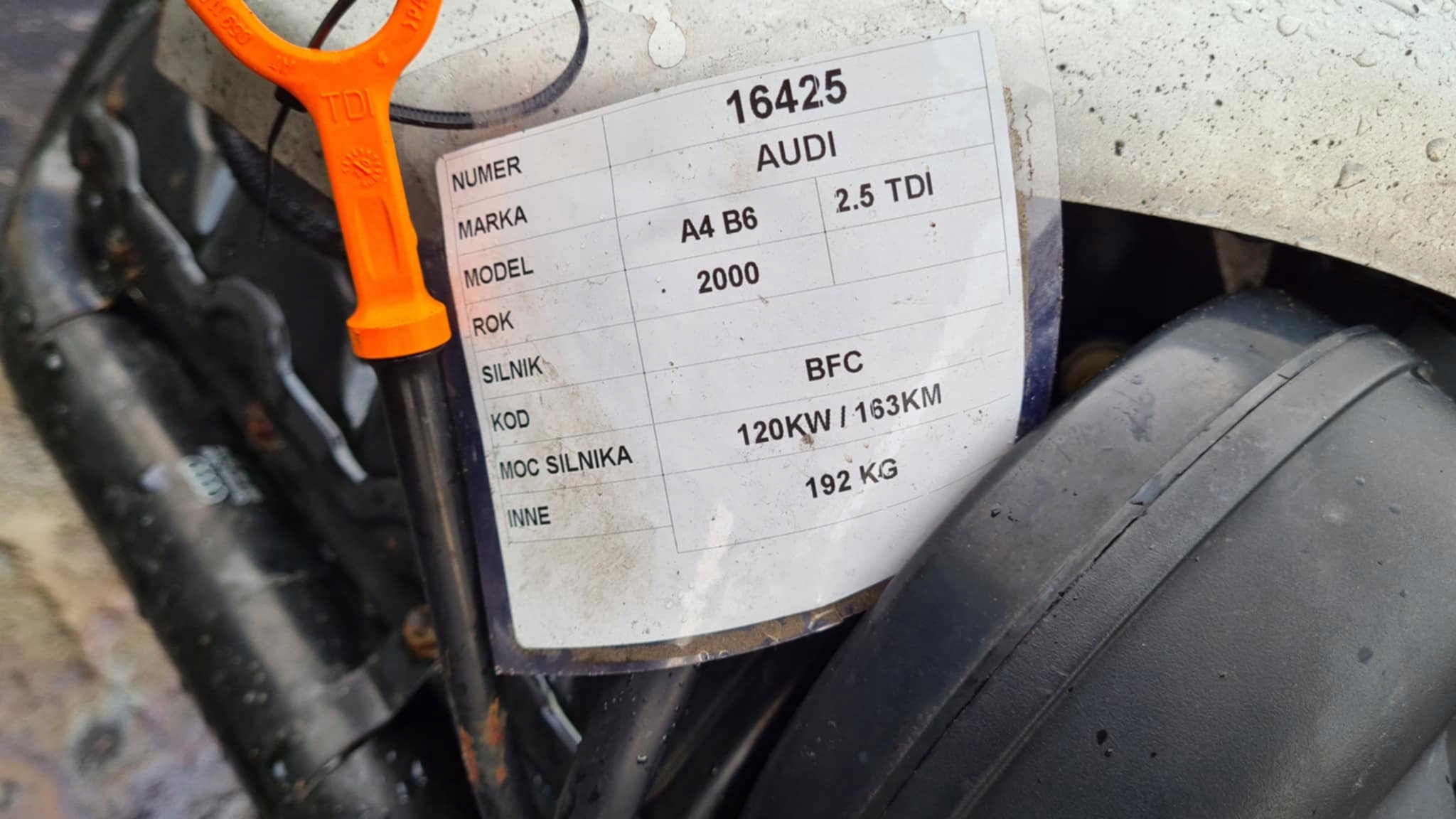 AUDI A4 B6 engine 2.5TDI V6 BFC complete