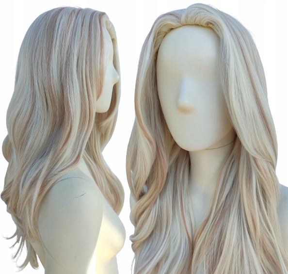 Paruka Mrazivá Velmi Světlá Blond platinová s pramínky hustá bez ofiny