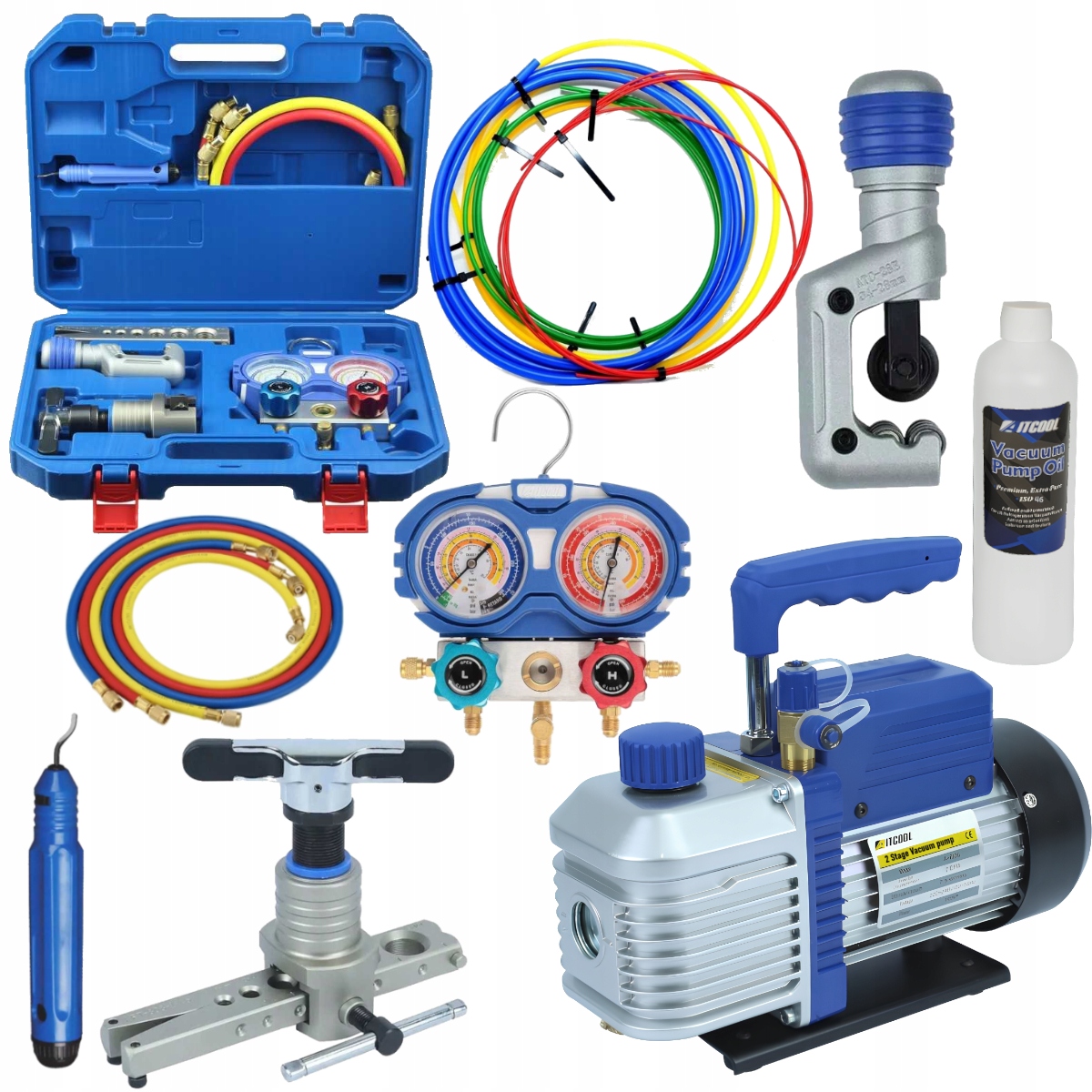 Sada nástrojov na montáž servisu klimatizácie Aitcool, pumpa, manometre, hadice