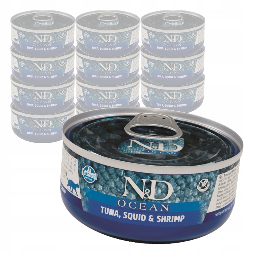 Levně Farmina N&d Cat Ocean 12x70g Mokré Krmivo Pro Kočky Kalmar Tuňák Kreveta