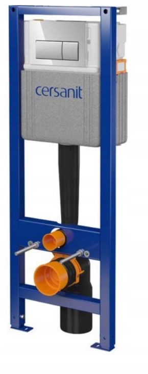 ZESTAW PODTYNKOWY DO WC MISKA BEZKOŁNIERZOWA PRZYCISK CHROM WĄSKI STELAŻ Marka Cersanit